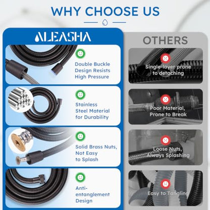 79" Shower Hose, Stainless Steel Shower Hose Extension, Oil Rubbed Bronze | Stainless Steel Material, Stretchable Design, Tangle-Free Design, Double Buckle Design, Handheld Shower Hose for Bathroom - color: Oil Rubbed Bronze, size: 79inch