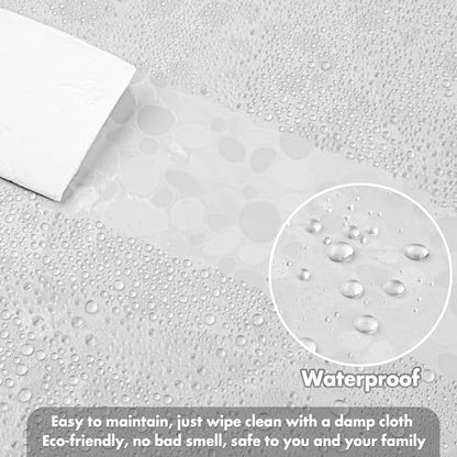 WELTRXE Shower Curtain Liner Waterproof, 8G Thick EVA, Heavy Duty Shower Liner with Magnets, 3D Pebble Bath Curtain for Stall, Bathtubs Bathroom, 72 x 72, 12 Hooks - color: Pebble - Clear, size: 72"W x 72"L (Pack of 1)
