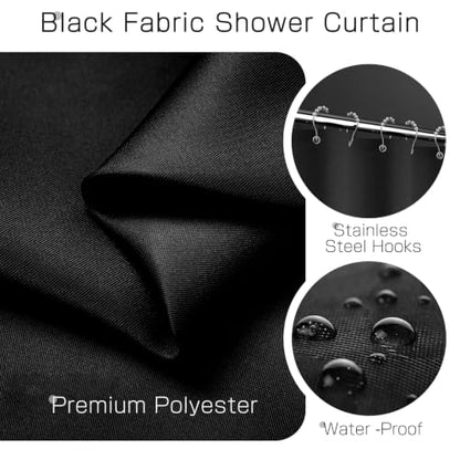 Bathroom Sets with Shower Curtain and Rugs, 8 Pcs Black Bathroom Accessories with Trash Can, Waterproof Shower Curtain, Bathroom Rugs Super Absorbent, Modern Bathroom Sets Complete Decor - size: 5Pcs Bathroom Set + Shower Curtain + Rugs