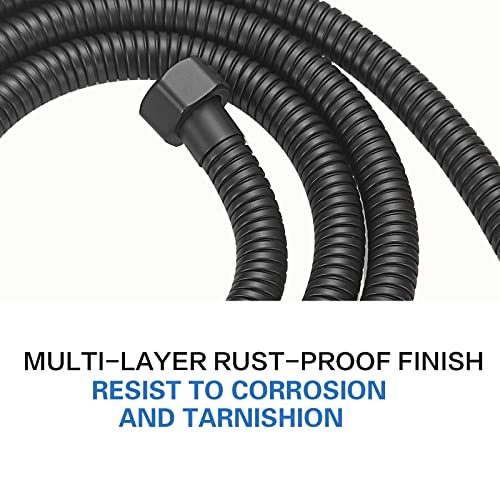 RUMOSE 59 inches Extra Long Shower Hose, Black | Shower Head Extension Hose, Attachment Flexible Handheld Shower Sprayer Hose, Stainless Steel Shower Tube - color: Black, size: 59 Inch