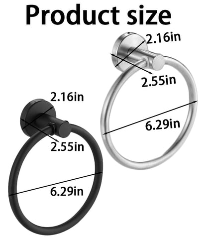 Stainless Steel Silver Round Adhesive Towel Ring Hooks, Rustproof, No-Drill Wall Holder, Modern Design for Bathroom, Kitchen & Laundry Room - color: Silver