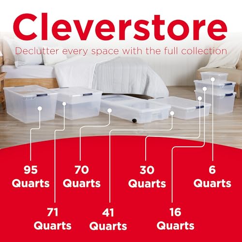 Rubbermaid Cleverstore 71 Qt Clear Storage Bins with Lids, 4-Pack, Stackable, BPA-Free, Made in USA - size: 71 Qt - 4 Pack
