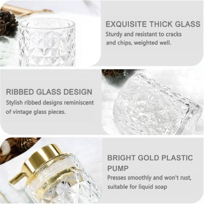 CERBIOR Bathroom Accessories Set, 4 PCS Glass Bathroom Set,Golden White | Includes Soap Dispenser, Toothbrush Holder, Toothbrush Cup, Soap Dish for Decorative Countertop and Housewarming Gift - style: white