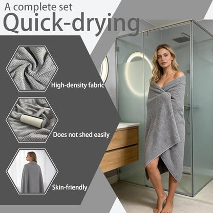 Extra Large Microfiber Bath Towels Set of 6 for Adults, 35″ x 70″, Soft and Super Absorbent, Quick Dry, No Fading and No Lint, Luxury Towel Set for Bathroom, Spa, Gym, Travel - Grey - color: Gray 6-pack