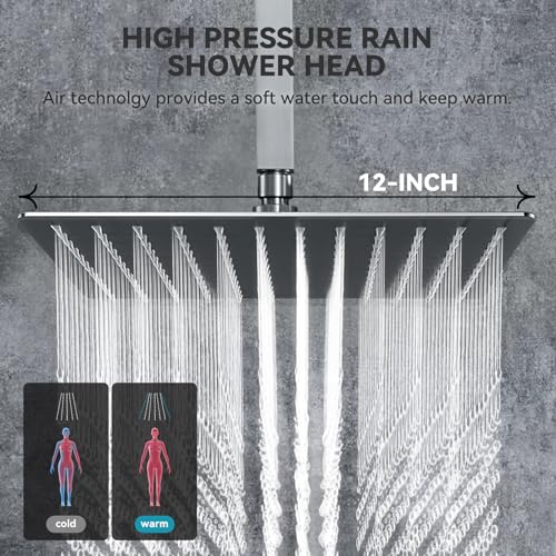 Rain Shower System With Complete 6 Pcs Body Sprays Jets And Pressured Balance Rough-in Valve,12Inch Rainfall Shower Head And Handheld, Modern Brushed Nickel Ceiling Mount Shower Faucet Sets - color: Brushed Nickel, style: Ceiling-Mount 6 Jets