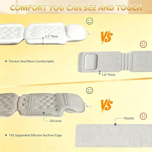 Full Body Bath Pillow, Luxury Bath Cushion with 192 Suction Cups, Bath Pillows for Tub for Head and Neck Support, with Laundry Bag White, 51" x 16" - size: 51" x 16"(Upgrade）