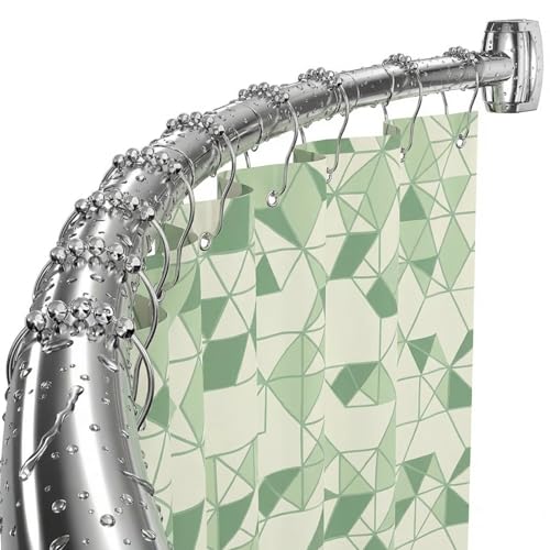 Curved Shower Curtain Rod， Adjustable 33-78 Inches Silver All Stainless Steel Curved Shower Rod， Shower Curtain Rod for Extra Shower Space for Bathroom, Bathtub, Stall, No Rust, Need to Drill - color: Silver