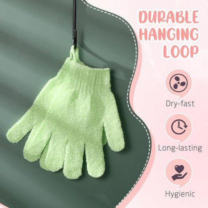 Didaey 104 Pcs Exfoliating Glove Bulk Shower Gloves with Hanging Loop Exfoliating Body Scrubber Dead Skin Remover for Body Bath Beauty Spa Massage Scrubs Men Women Bathing (Green) - color: Green