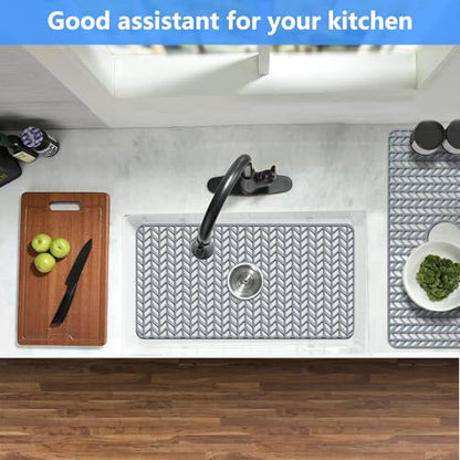 Sink Protectors for Kitchen Sink 30"x16"Center Silicone Sink Mat | Various sizes and styles,Protector for sinks and dish,Withstand to 500F,Food-grade silicone ,raised feet,Dishwasher Washing - size: 30"x16" Center