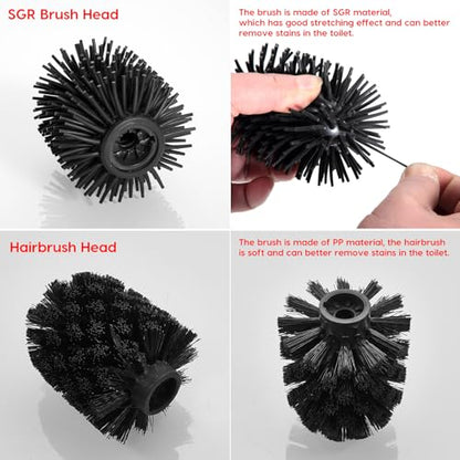 Stainless Steel Toilet Bowl Brush, Brushed Dual-Brush Head | AIREMOEN Toilet brush, dual-head design, toilet brush, bathroom accessories, freestanding - color: Brushed