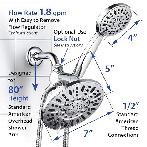 AquaDance 7" Premium High Pressure 3-way Rain & Handheld Shower Head Combo | Enjoy Dual 6-Setting Luxury Shower Heads Separately or Together for the Best of Both Worlds! Stainless Steel Hose - Chrome - color: Chrome, style: 1.8 Gallons Per Minute