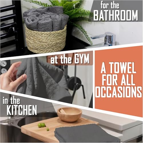 Set of 10 Washcloths Made of 100% Cotton - Soft and Absorbent Face and Hand Towels - Practical for Bathroom and Kitchen - 12 x 12 in, Grey - color: Anthrazit