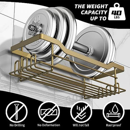 Shower Caddy Shelves Organizer Rack, 3 Pack Shower Caddy with Soap Holder,No Drilling Wall Mounted Self Adhesive Shower Shelves for Inside Shower,Matte Gold - color: Matte Gold