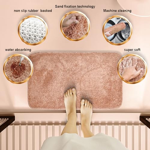 Shower Curtain Sets with Rugs and Adjustable Toilet Seat Cover | 4 Pcs Blush Pink Bathroom Sets with Shower Curtain and Rugs and Microfiber Toilet Lid Cover - color: Blush Pink