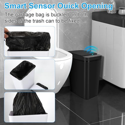 Bathroom Trash can,Smart Touchless Trash Can,Automatic Motion Sensor Trash Bin With Lid,2.4 Gallon Garbage Can, Kitchen, Bathroom, Office, Bedroom Trash can (Black) - color: Black