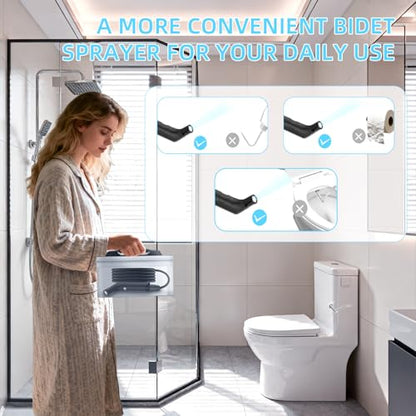 Portable Bidet for Travel with Soft and Strong Water Pressure Modes, USB-C Rechargeable Travel Bidet, Large 2.3L Water Tank for Home and Camping Use (Black) - color: Black