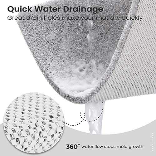 Nonslip Bathtub Mat, Anti Slip Bath Mat 0.6" Extra Thick, Quick Dry Bath Tub Anti Slip Shower Mat, Loofah Non-Slip Bath Mat for Tub Bathroom Pool Kitchen Entryway Home Hotel(Light Gray 16x27) - color: Light Grey, size: 27" x 16" (Rectangular)