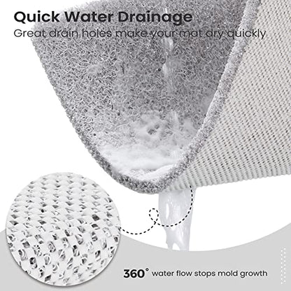Nonslip Bathtub Mat, Anti Slip Bath Mat 0.6" Extra Thick, Quick Dry Bath Tub Anti Slip Shower Mat, Loofah Non-Slip Bath Mat for Tub Bathroom Pool Kitchen Entryway Home Hotel(Light Gray 16x27) - color: Light Grey, size: 27" x 16" (Rectangular)