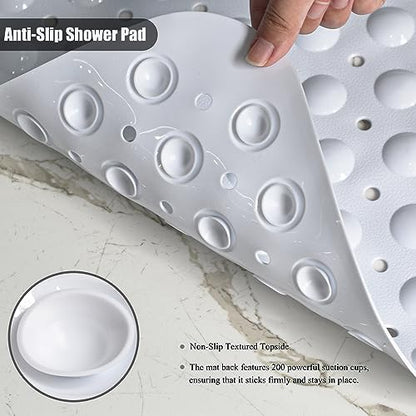Bathtub and Shower Mats, 28 x 15 Inch Non-Slip Bath Mat, Machine Washable Bath Tub Mat with Suction Cups & Drain Holes for Bathroom, Beige - color: Pink, size: 28" x 15" (Rectangular)