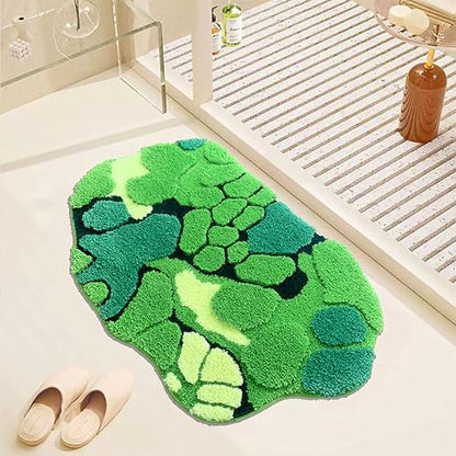 Cute Moss Bathroom Rugs Shaggy Washable Green Moss Bath Mat for Bathroom Non Slip Absorbent Bath Rugs for Shower, Tub, Sink, Toilet, Entry Way, 31''×20'' - color: Green Moss Rug 1