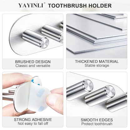 Electric Toothbrush Head Holder, Toothbrush Holders Wall Mounted, Adhesive Tooth Brush Head Holder Organiser, Electric Toothbrushs Holder, Shower Tooth Brushing Holder (Silver, Small) - color: Silver, size: Small