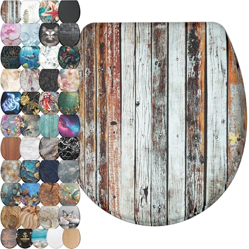 Sanilo Wooden Toilet Seat with Quick Release & Soft Close [ROUND] - Decorative & Slow Close Molded Wood Seat - With One Click for Easy Installation & Cleaning - With Adjustable Fit (Antique) - color: Antique