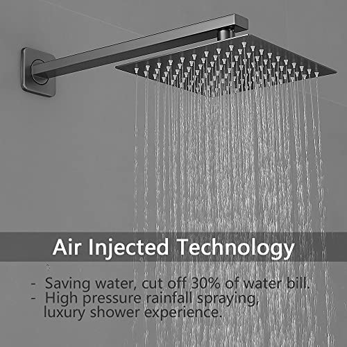Grey Shower Faucet Set Bathroom Rainfall 8 Inch Shower Head System Single Handle Shower Trim Kit with Rough-in Valve - color: Gray, style: Shower Faucet
