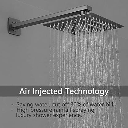Grey Shower Faucet Set Bathroom Rainfall 8 Inch Shower Head System Single Handle Shower Trim Kit with Rough-in Valve - color: Gray, style: Shower Faucet
