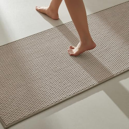 TYUU Bathroom Runner Rug, Long Bath Mat Washable Thin Quick Dry Low Pile Bathroom Runner Rugs 24 x 60 Non Slip, Beige 24"x60" - color: Beige01, size: 2' X 5' (Runner)