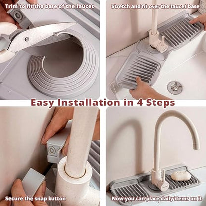 2-in-1 Silicone Kitchen Sink Organizer Draining Mat, 17.7 Inch | 7-degree sloped base, foldable, integrated storage tray, includes bonus 9.25x3.74 inch drainage tray, BPA-free