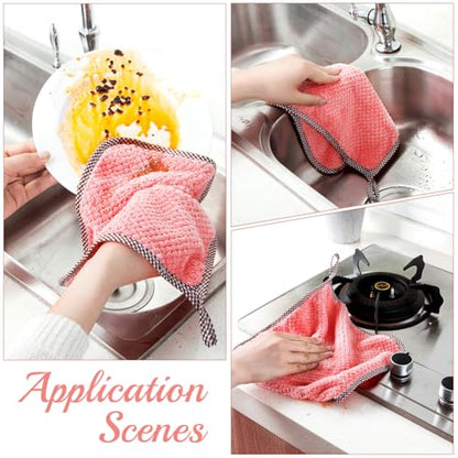 Microfiber Hangable Cleaning Cloth 6Pcs Highly Absorbent Cleaning Towels Square Kitchen Dishcloth Waffle Hand Towel Quick Drying Dish Rags for Bathroom Gym Sports Yoga Salmon 9.84x9.84 Inch - style: 6Pcs Salmon