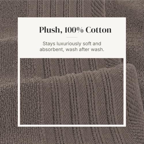 Modern Threads 6 Piece Cotton Bath Towel Set – Ultra Soft 550 GSM Towels – Bathroom Set with Hand Towels and Washcloths – Geometric (Classic Taupe) - color: Classic Taupe, style: Geometric