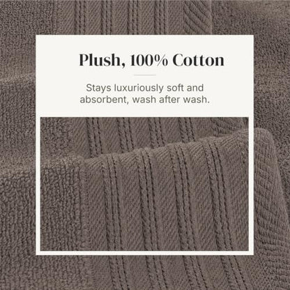Modern Threads 6 Piece Cotton Bath Towel Set – Ultra Soft 550 GSM Towels – Bathroom Set with Hand Towels and Washcloths – Geometric (Classic Taupe) - color: Classic Taupe, style: Geometric