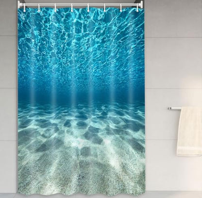 MERCHR Blue Ocean Beach Shower Curtain, Nature Underwater Sea World Scene Bathroom Curtains Waterproof Fabric, 47X64 Inches - color: Blue, size: 47"W x 64"L (Pack of 1)