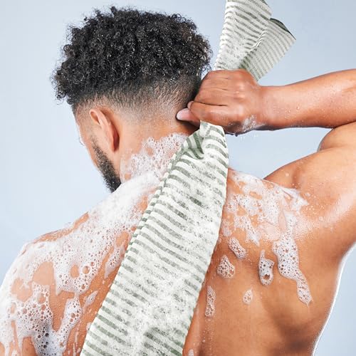 myHomeBody Extra Long Exfoliating Washcloth, Exfoliating Body Scrubber, Shower Towel, Long Bath Cloth, Japanese Washcloth, Set of 2