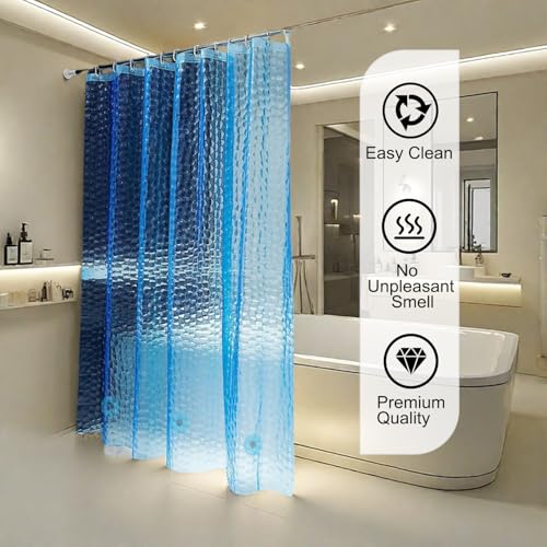 Shower Curtain Liner, 3 Pack 100% Waterproof Eva Shower Curtains with 3 Duty Heavy Bottom Magnets and 12 Rust Proof Grommets, 72x72 Weighted Shower Liner for Shower Stall, Bathtubs - color: Blue Cute 3 Pack
