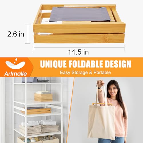 Bathtub Tray Caddy, Expandable Bamboo Bath Tray for Tub | Foldable Bath Table Trays with Non-Slip Pads, Bathroom Spa Accessories, Ideal Gift for New Home & Mom's Birthday - color: Bamboo