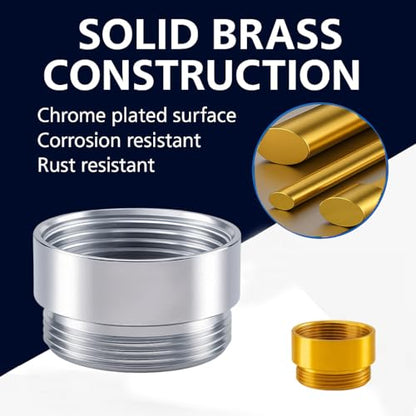 Faucet Aerator Adapter - 55/64 inch Female to 55/64 inch Male, Chrome Brass Sink Adapter, for Kitchen and Bathroom Faucet Adapter Kit Connection (F22-M22) | Chrome Brass Faucet Adapter: Durable premium chrome-plated brass for kitchen and bathroom faucets