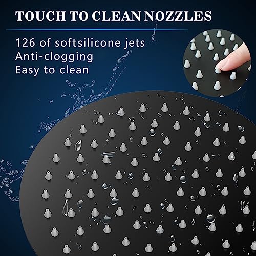 Voolan Rain Shower Head, High Pressure High Flow All Metal Rainfall Shower Head, Ultra-Thin Design-Pressure Boosting, Universal Wall and Ceiling Mount (10 Inch, Black) - color: Matte Black, size: 10 Inch