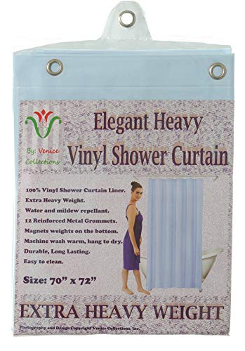 Venice Elegant Home Heavy Duty Vinyl Shower Curtain Liner with 12 Metal Grommets Light Blue - color: Light Blue