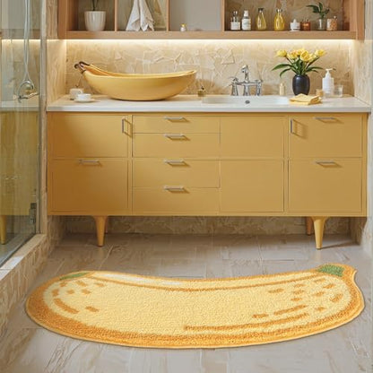 LUMI Cute Bathroom Rug, Absorbent Non Slip Bath Mat, 24"x51", Banana | Soft Plush Microfiber Runner Rug, Quick Dry, Washable Fruit Bath Mats for Shower Floor, Sink Bathtub, Bedroom, Kids Room - color: Fruit-banana-large
