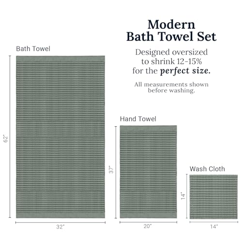 GILDEN TREE Waffle Towel Set Quick Dry Thin | 2 Bath Towels | 2 Hand Towels | 2 Washcloths, Modern Style (Sage Grey) - color: Sage Grey, size: Bath Towel Set