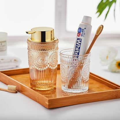 Foaming Hand Soap Dispenser,Glass Foam Soap Dispenser,Refillable Liquid Soap Dispenser,Lotion Dispenser(A4-2-US) - color: Gold, size: Large
