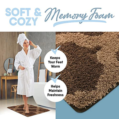 Home Inspirations Collection Soft & Cozy Bath Mats for Bathroom, Memory Foam Bathroom Rugs with Skid Resistant Base, Ultra Absorbent Microfiber Bath Mat, 17x24, Small, Brown - color: Brown