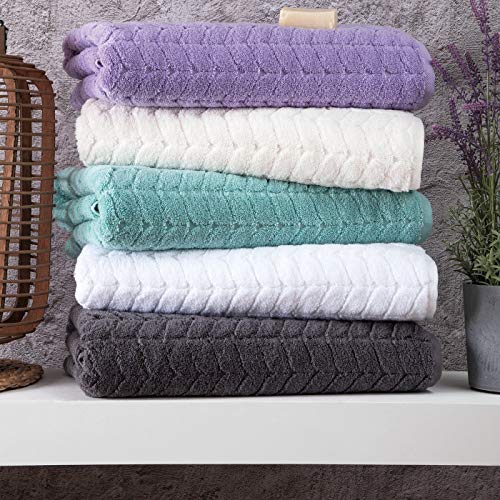 BAGNO MILANO Certified Organic Turkish Cotton Bath Towels, Luxury Jacquard Absorbent, Ultra Soft-Plush Organic Towel Set (Lavender, Towel Set of 6) - color: Lavender