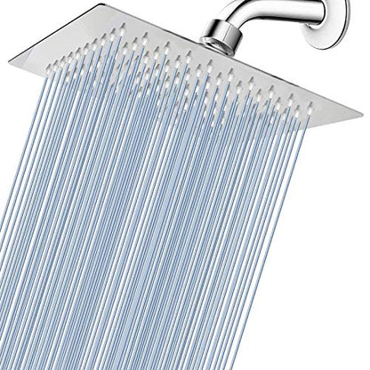 Voolan Rain Shower head, High Pressure Shower Head Made of 304 Stainless Steel, Relaxed Shower Experience Even at Low Water Flow and Pressure (8" Chrome) - color: Chrome, size: 8 Inch