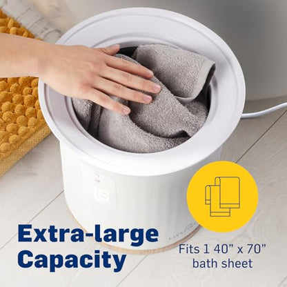 Live Fine Towel Warmer | Bucket Style Luxury Heater with LED Display, Adjustable Timer, Auto Shut-Off | Fits 40” x 70” Oversized Towel - color: White