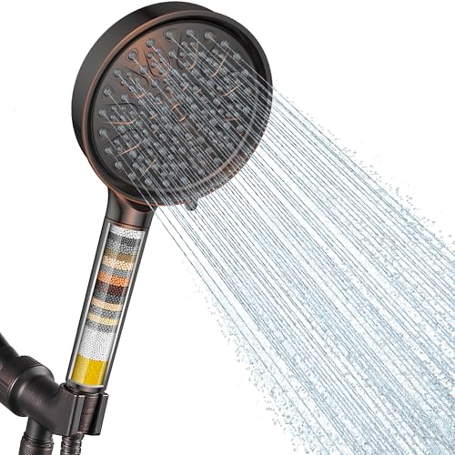 Cobbe Filtered Shower Head with Handheld, Water Softener for Hard Water | High Pressure 6 Spray Mode Shower Head with Filters - Remove Chlorine and Harmful Substances - Reduces Dry Itchy Skin, ORB - color: 1. Oil Rubbed Bronze, style: Round