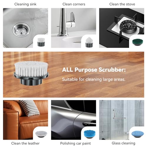 Electric Spin Scrubber Replacement Brush Heads, 7 Pcs Set Suitable for Cordless Power Scrubber, for Bathroom, Kitchen,