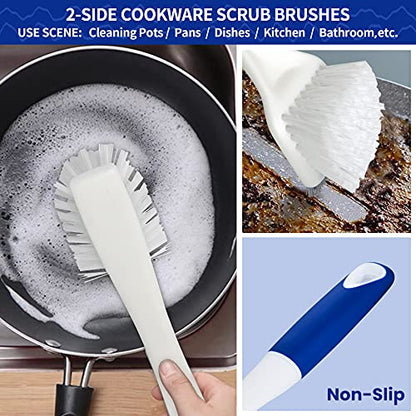 CELOX Kitchen Scrub Brush Set with Ergonomic Handle, Deep Cleaning Brushes, Include Dish Brush (Blue) - color: Blue